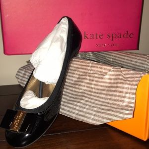Black leather Kate Spade flats with original box